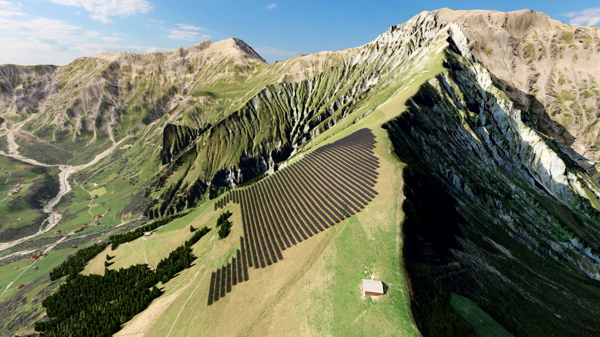 Alpine Solaranlage Schwandfäl / Adelboden